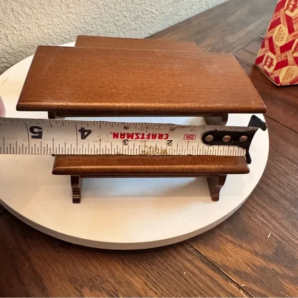 Vintage town square miniatures Dollhouse Furniture Miniature Wood table benches - Picture 5 of 8